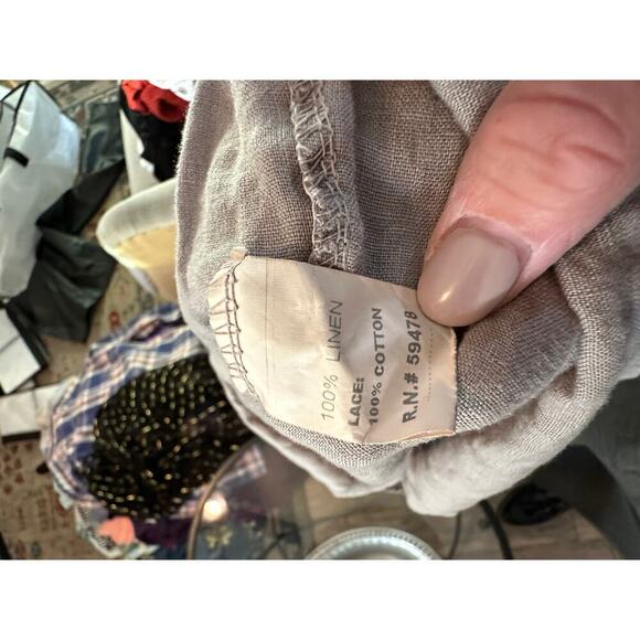 Bellambia Beige Short Sleeve Linen Midi Dress Size Large - Picture 6 of 8